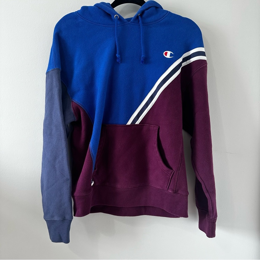 Champion Color Block Pullover Hooded Sweatshirt Women's Large